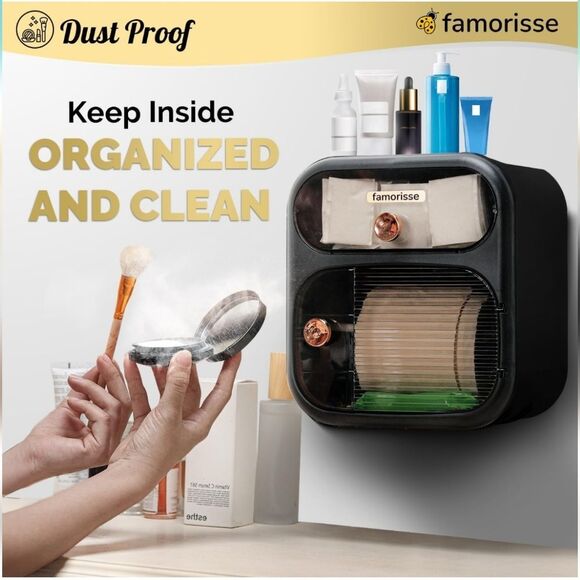 Famorisse Tissue Paper Holder w/Drawer- Black/Rose Gold - Picture 8 of 13